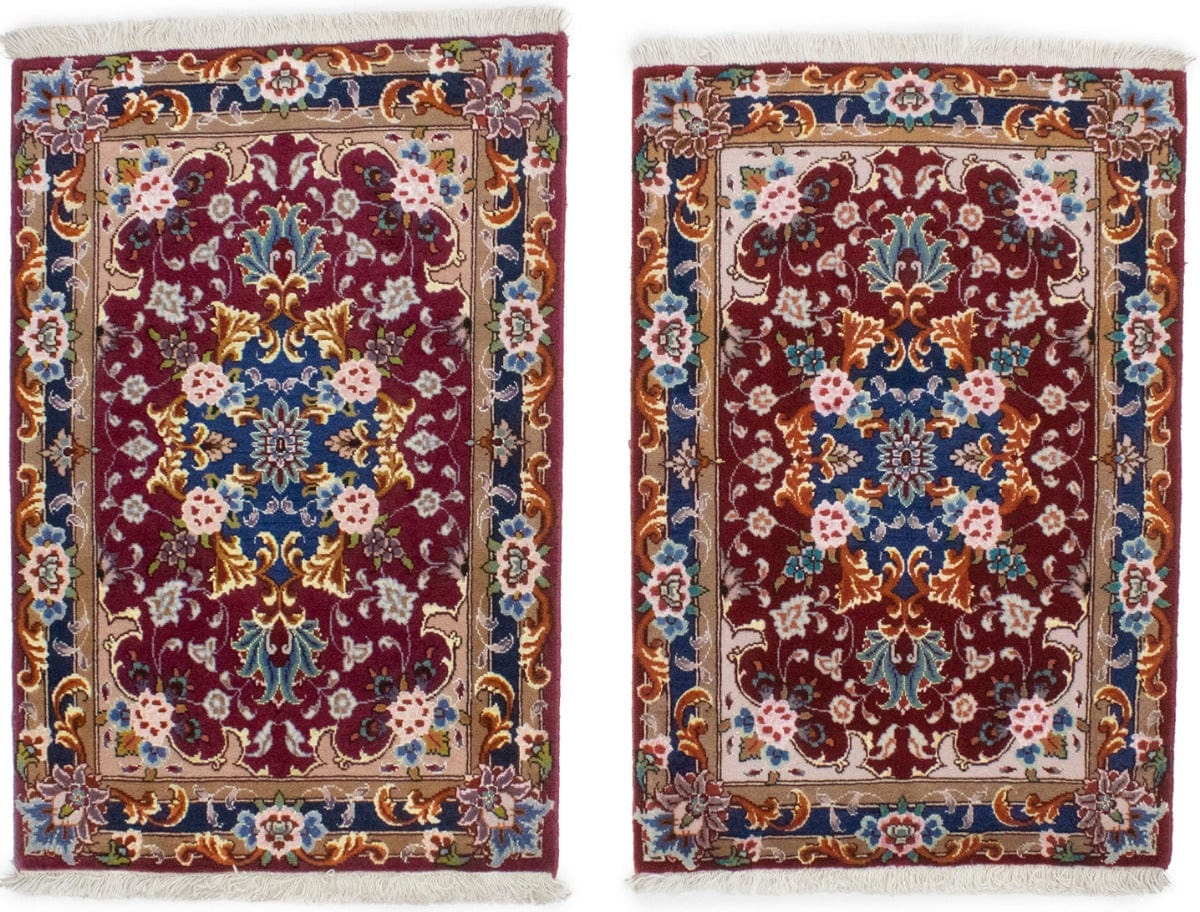 Maroon Red Traditional 2X3 Pair of Tabriz Persian Rugs