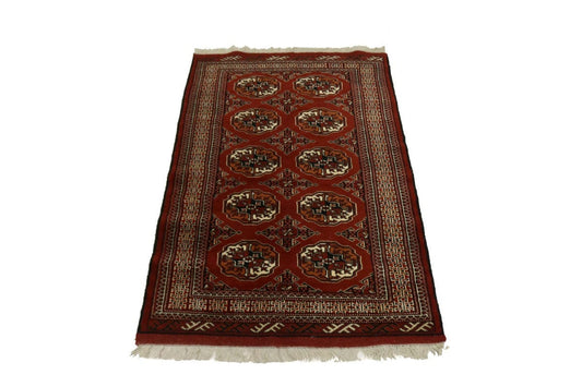 Red Tribal 3X5 Turkoman Persian Rug