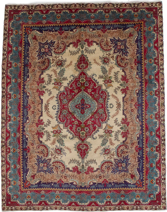 Semi Antique Cream Classic 10X13 Tabriz Persian Rug