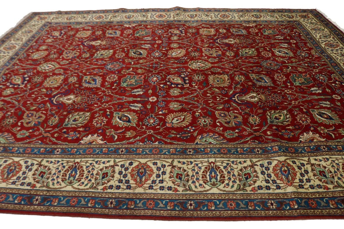 Semi Antique Red Traditional 10X13 Tabriz Persian Rug