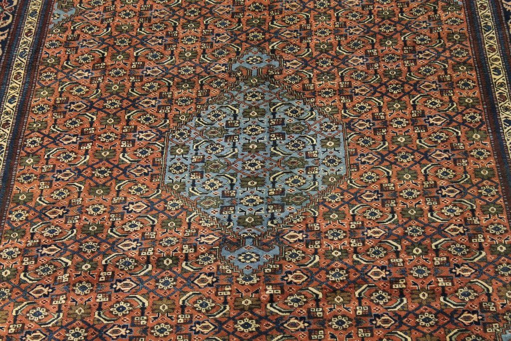 Semi Antique Red-orange Geometric 7'4X11 Ardebil Persian Rug