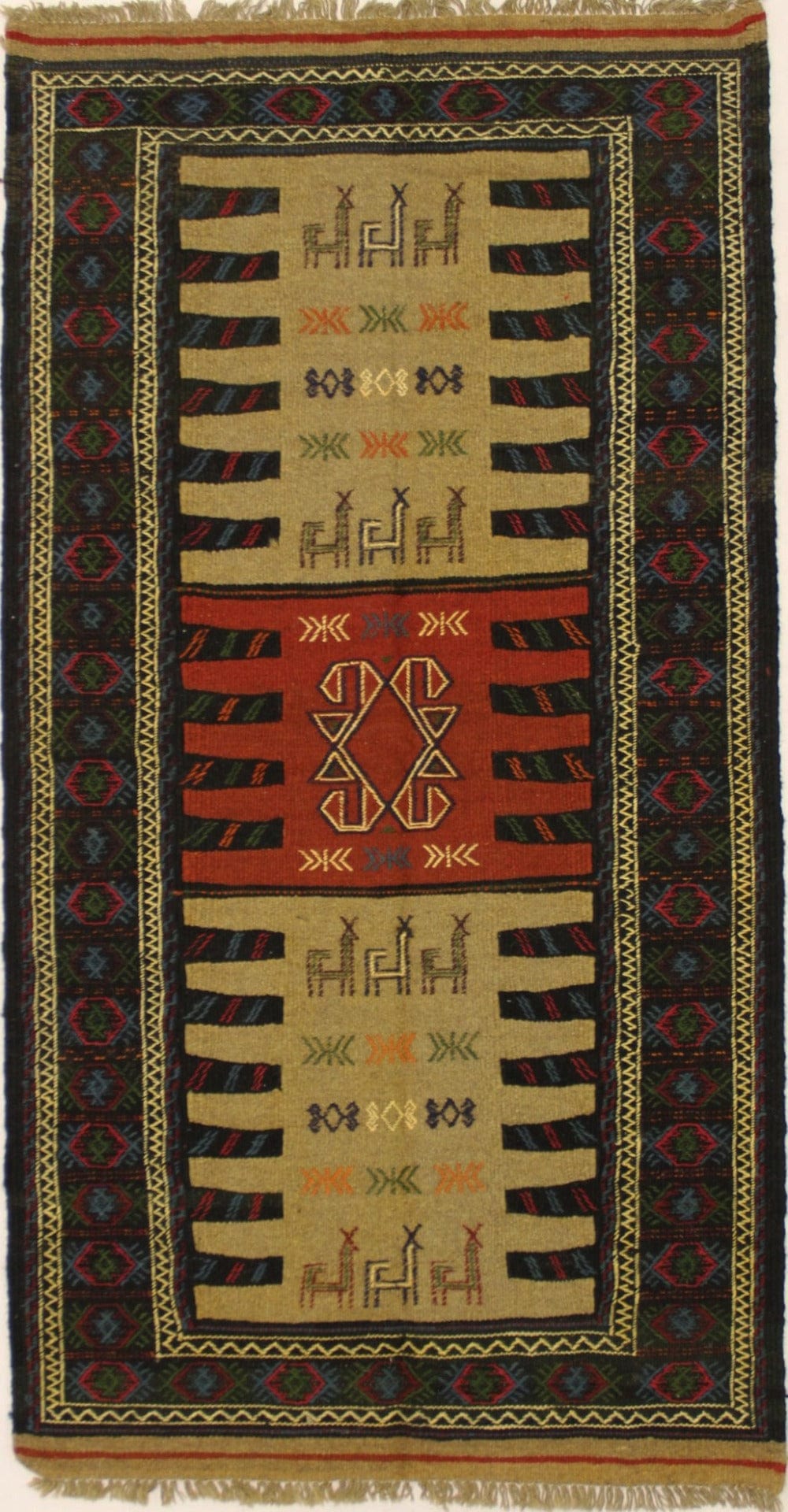 Khaki Tribal 3X6 Sumak Herati Persian Rug