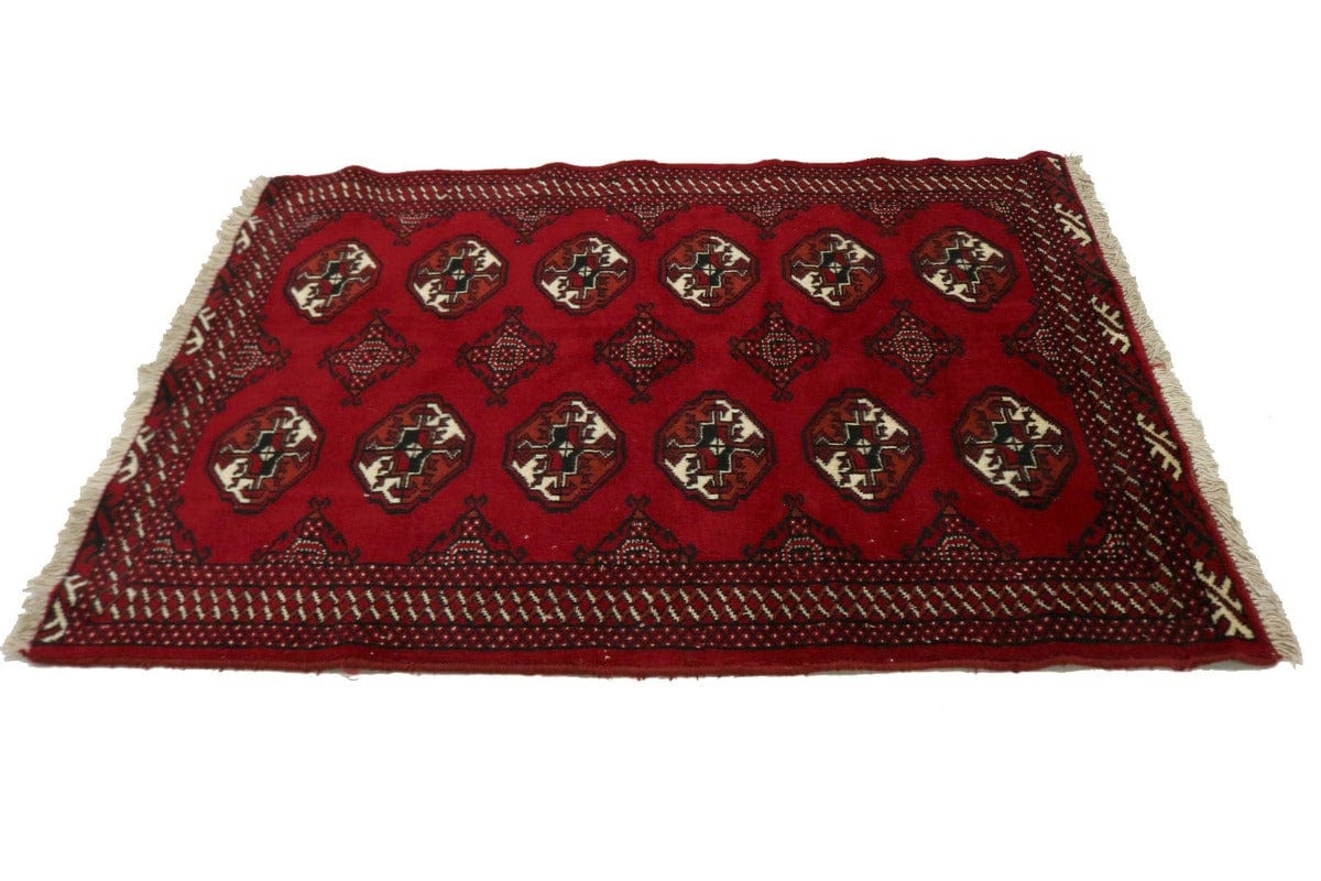 Red Tribal 3X5 Turkoman Ghoochan Persian Rug