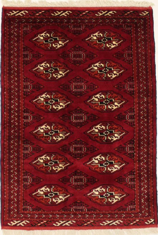 Red Tribal 3X5 Turkoman Ghoochan Persian Rug