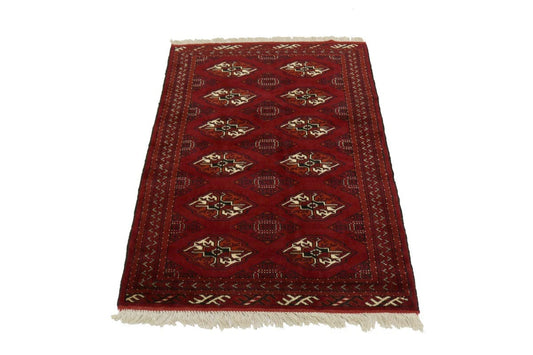 Red Tribal 3X5 Turkoman Ghoochan Persian Rug