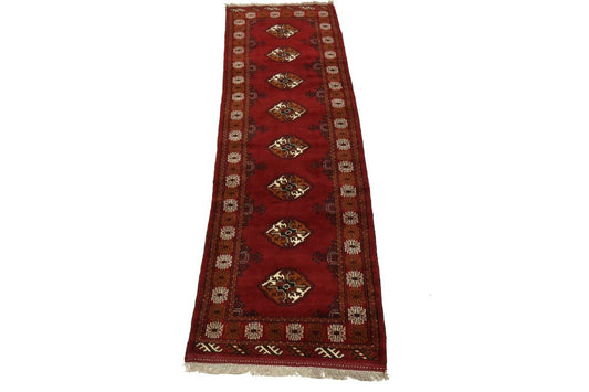 Red Tribal 3X10 Turkoman Persian Runner Rug