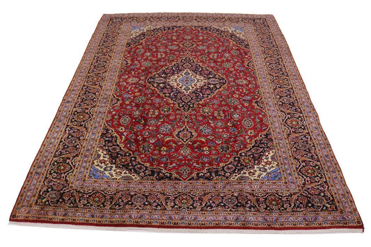 Vintage Red Traditional 9'9X13'5 Kashan Persian Rug