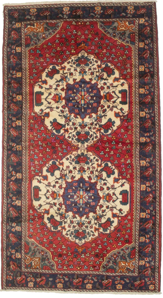 Vintage Red Floral 5X10 Bakhtiari Persian Rug