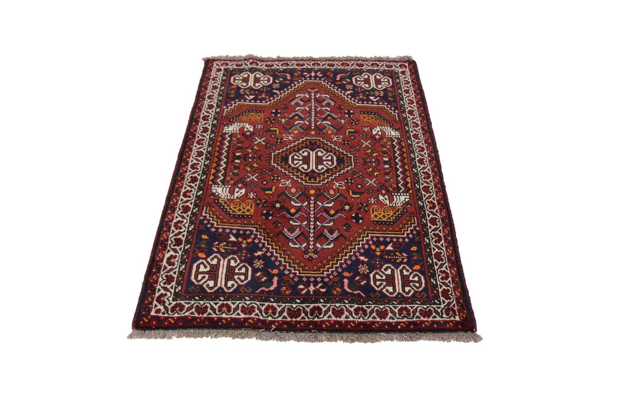 Brick Red Tribal 3'5X5 Shiraz Persian Rug