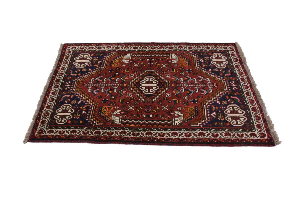 Brick Red Tribal 3'5X5 Shiraz Persian Rug