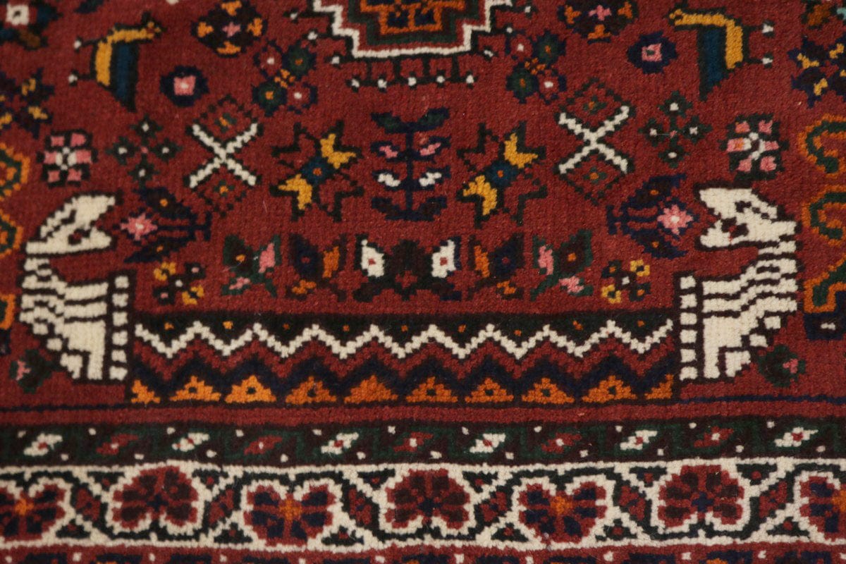 Brick Red Tribal 3'5X5 Shiraz Persian Rug