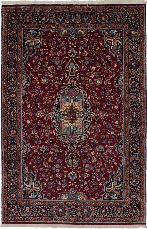 Vintage Red Traditional 7X10 Sabzevar Persian Rug