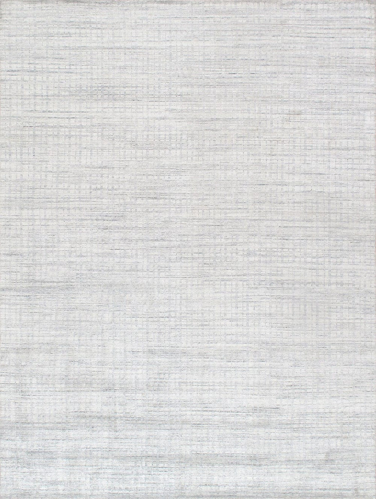 Slate Collection Hand-Loomed Ivory/Blue Bsilk & Wool Area Rug-10' 0" X 14' 0"