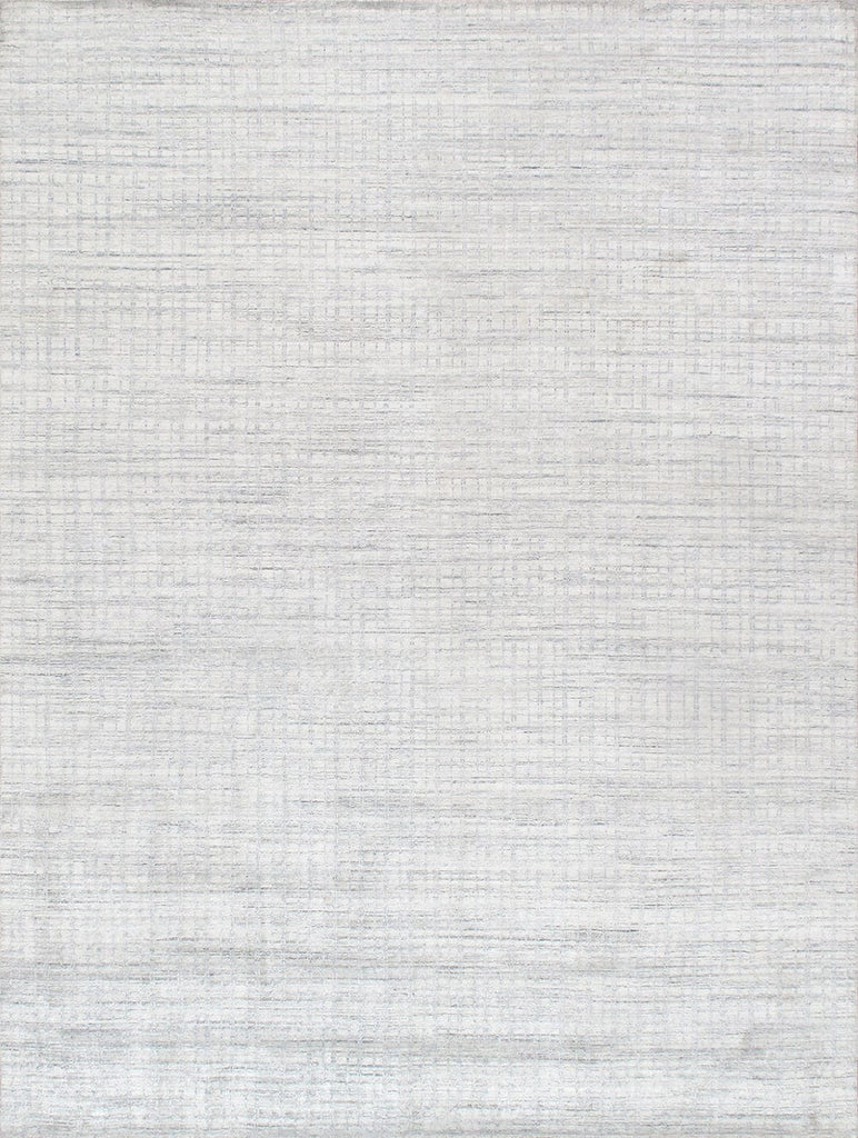 Slate Collection Hand-Loomed Ivory/Blue Bsilk & Wool Area Rug-12' 0" X 15' 0"