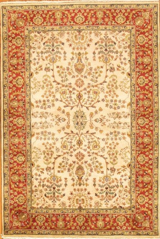 Sarouk Collection Hand-Knotted Lamb's Wool Area Rug- 4' 1" X 5'11"