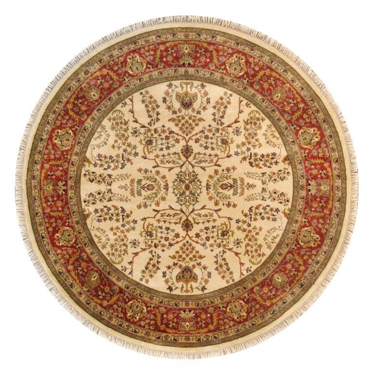 Sarouk Collection Hand-Knotted Lamb's Wool Area Rug- 8' 1" X 8' 1"