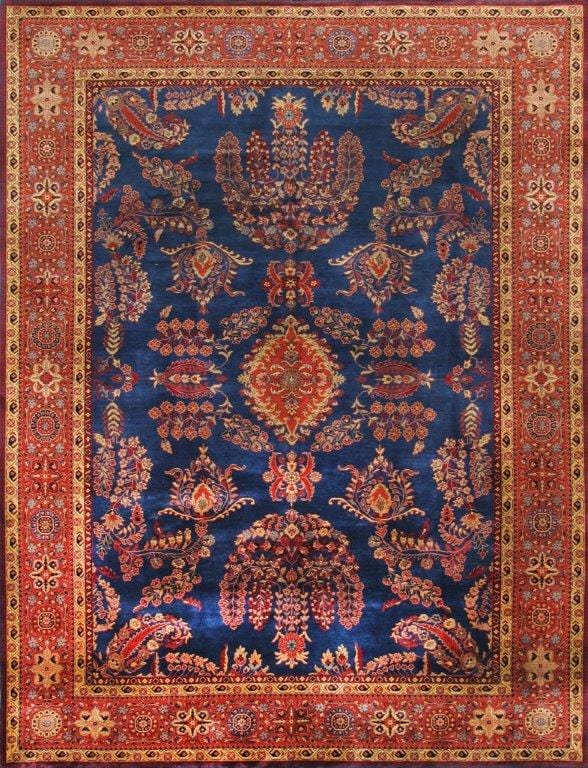 Peacok Thrn Sarouk Collection Hand-Knotted Lamb's Wool Area Rug-12' 3" X 18' 2"