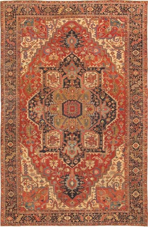 Antique Serapi Collection Rust Lamb's Wool Area Rug-12' 7" X 19' 7"