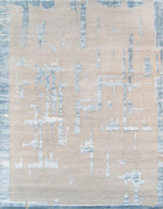 Modern Collection Hand-Knotted Silk & Wool Area Rug- 9' 0" X 12' 0"