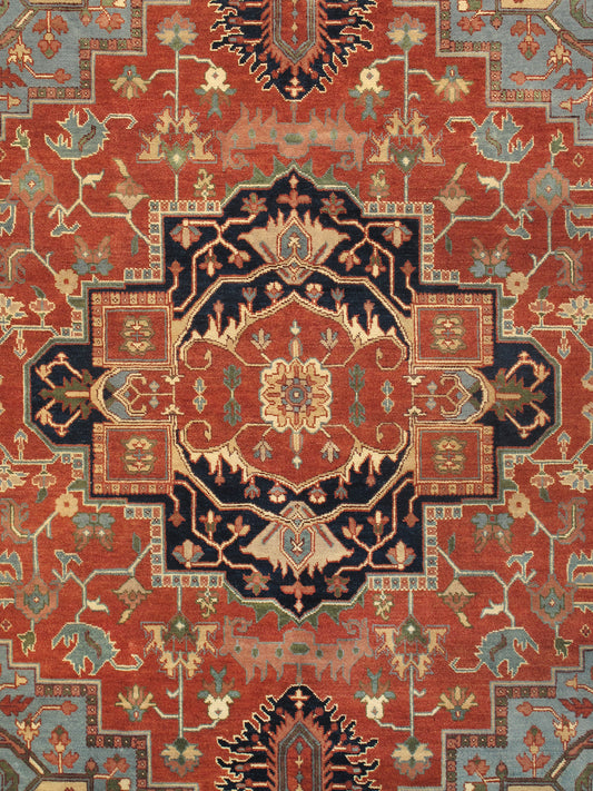 Serapi Collection Hand-Knotted Rust Wool Area Rug- 8' 9'' X 11' 8''