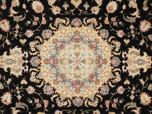 Tabriz Colletion Hand-Knotted Silk & Wool Area Rug- 6' 6" X 9' 9"