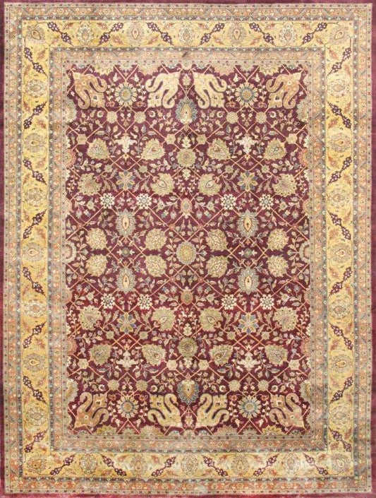 Tabriz Collection Hand-Knotted Lamb's Wool Area Rug- 8' 9" X 11' 6"