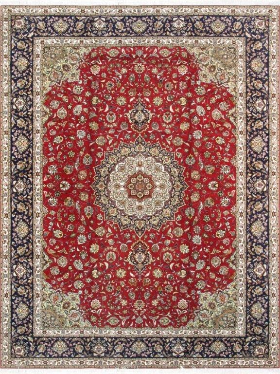 Tabriz Collection Hand-Knotted Silk & Wool Area Rug- 9'10" X 13' 2"