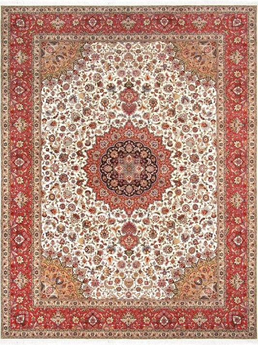 Tabriz Colletion Hand-Knotted Silk & Wool Area Rug- 9'11" X 13' 0"