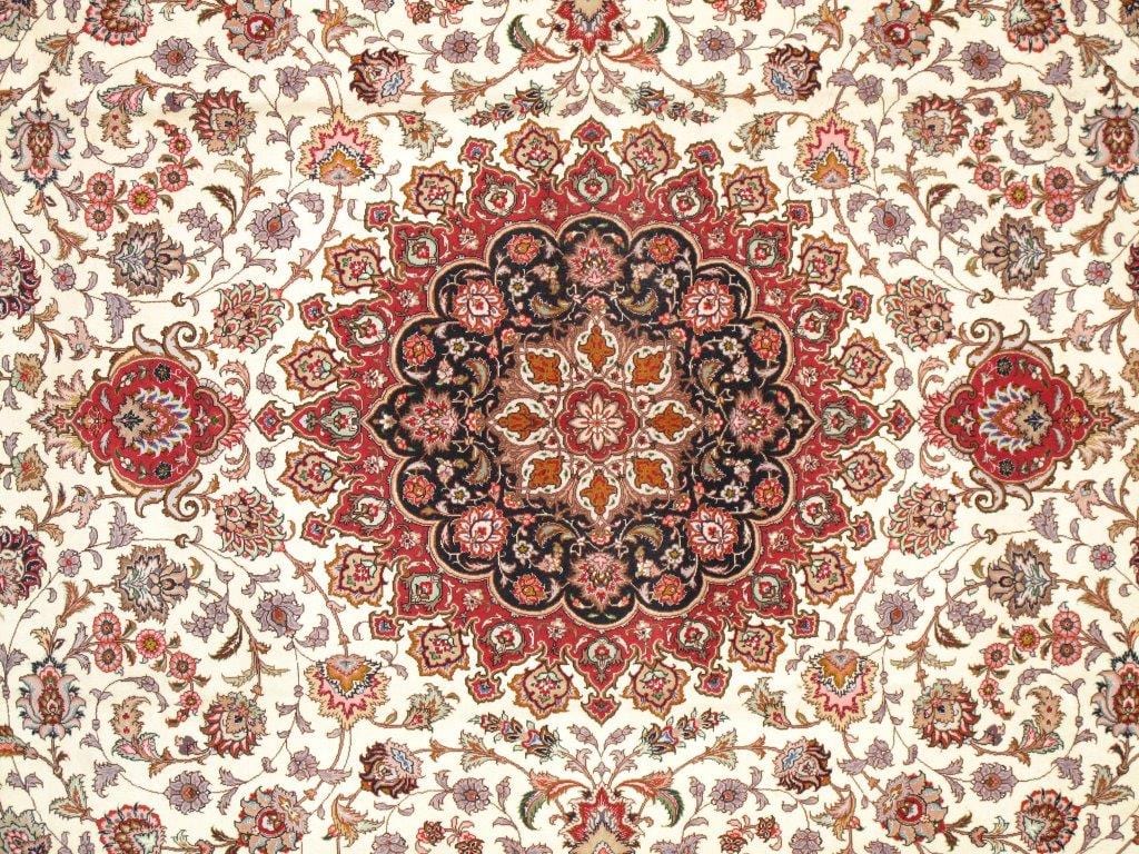 Tabriz Collection Hand-Knotted Multi Lamb's Wool Area Rug- 8' 3" X 11' 6"