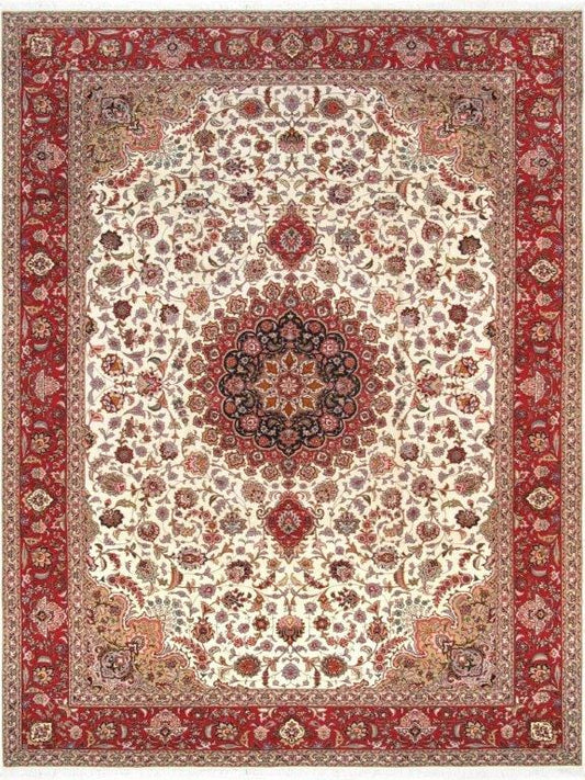 Tabriz Collection Hand-Knotted Multi Lamb's Wool Area Rug- 8' 3" X 11' 6"