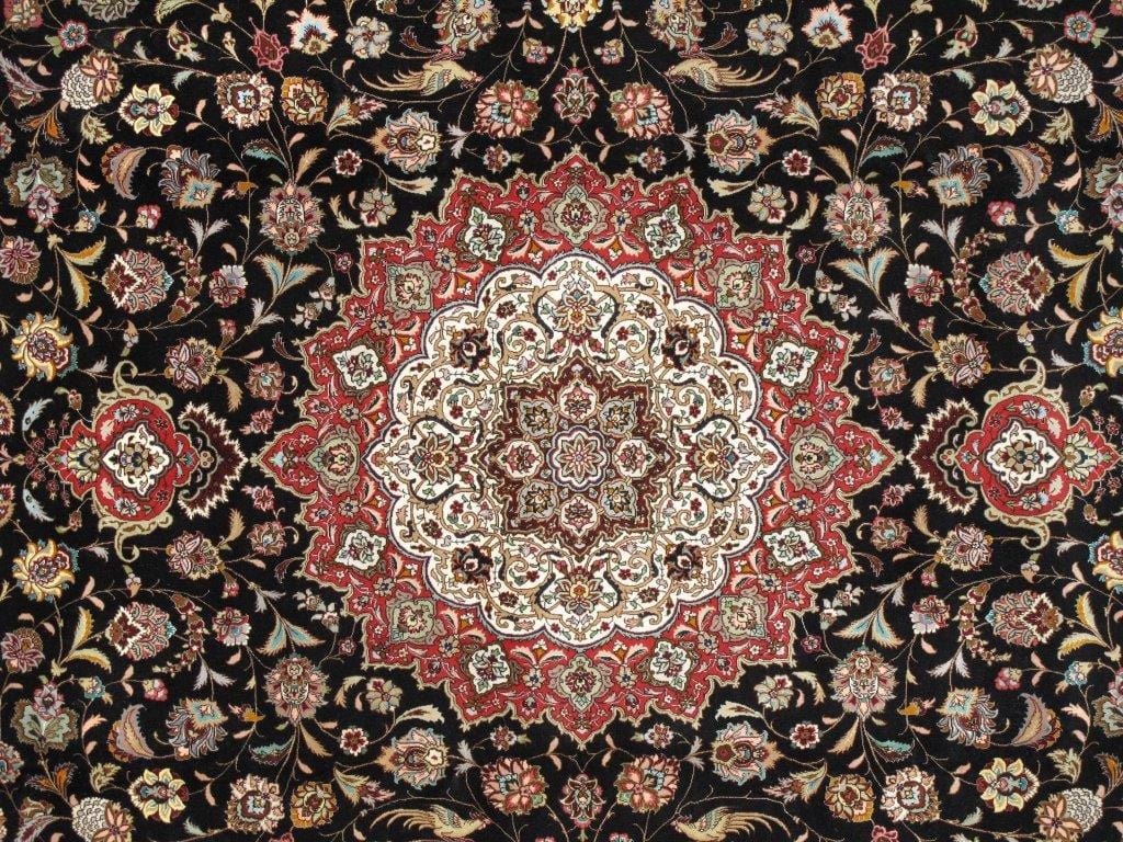 Tabriz Collection Hand-Knotted Silk & Wool Area Rug- 9'10" X 13' 6"
