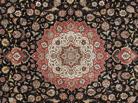 Tabriz Collection Hand-Knotted Silk & Wool Area Rug- 9'10" X 13' 6"