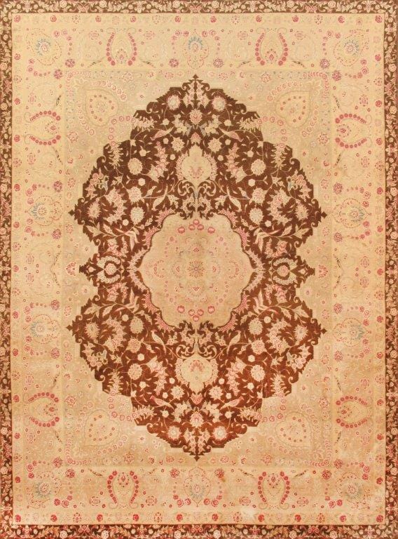 Tabriz Collection Hand-Knotted Lamb's Wool Area Rug- 8' 7" X 11' 4"