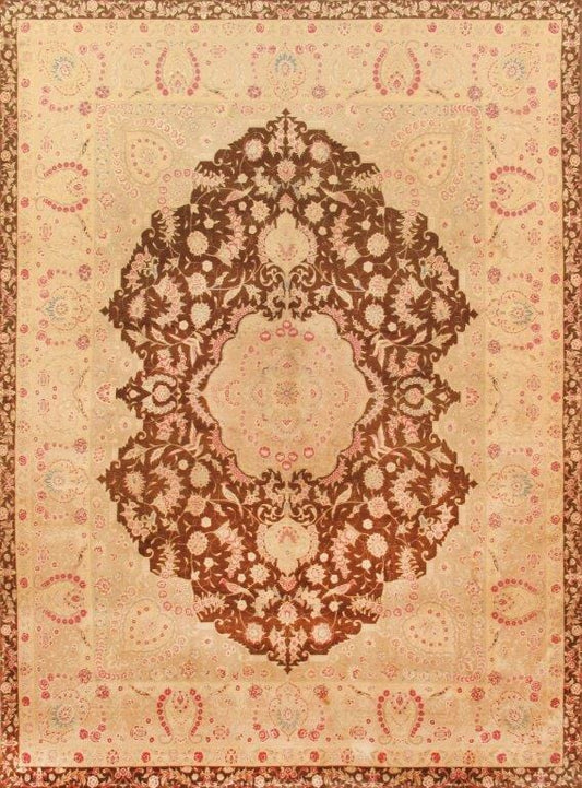 Tabriz Collection Hand-Knotted Lamb's Wool Area Rug- 8' 7" X 11' 4"