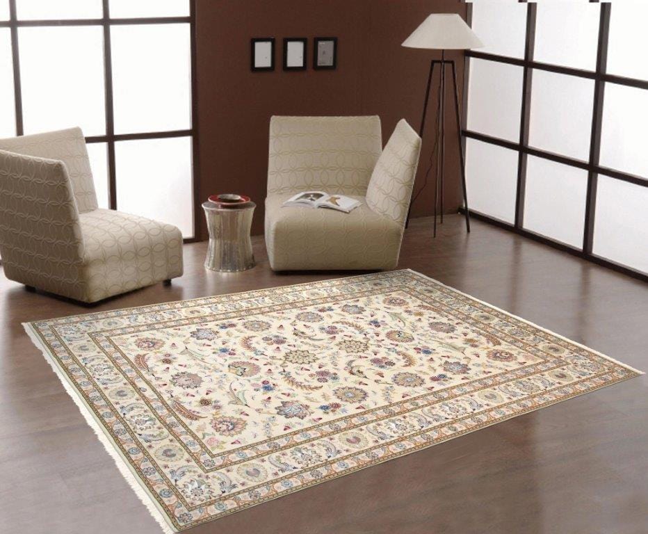 Tabriz Colletion Hand-Knotted Silk & Wool Area Rug- 5' 6" X 8' 4"