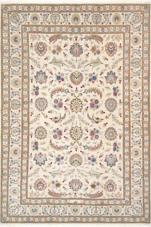 Tabriz Colletion Hand-Knotted Silk & Wool Area Rug- 5' 6" X 8' 4"