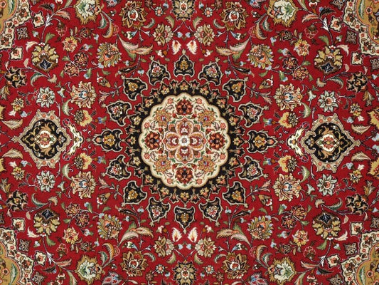 Tabriz Colletion Hand-Knotted Silk & Wool Area Rug- 5' 1" X 6'11"