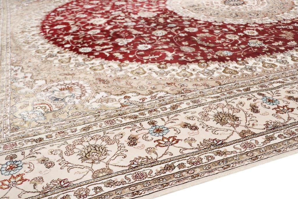 Tabriz Collection Hand-Knotted Pure Silk Area Rug- 9' 0" X 12' 0"