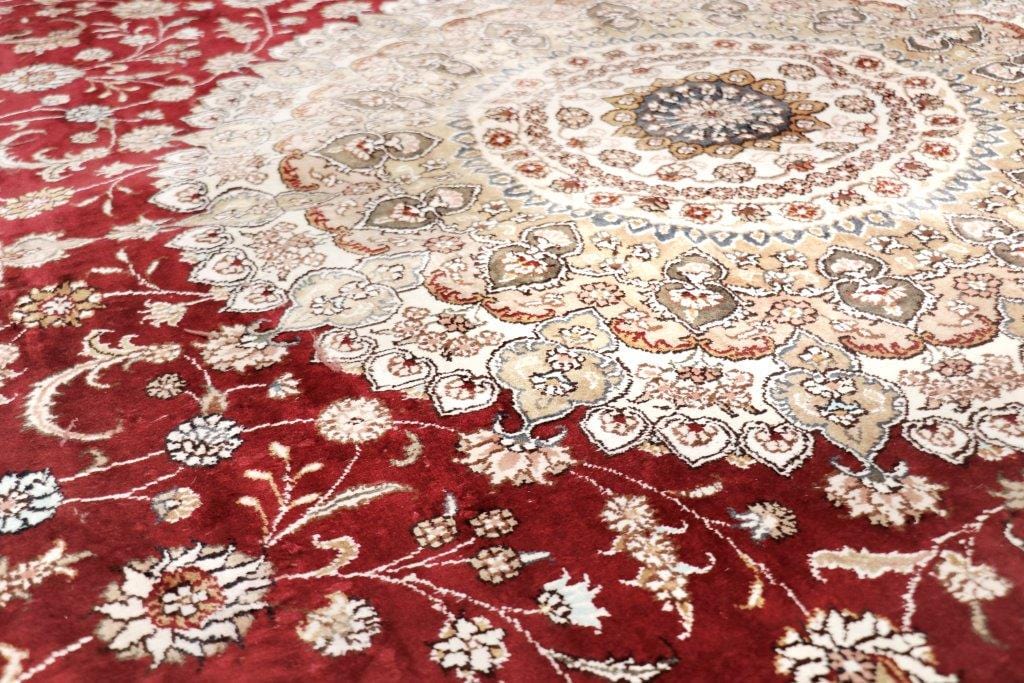 Tabriz Collection Hand-Knotted Pure Silk Area Rug- 9' 0" X 12' 0"