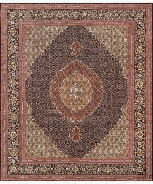 Tabriz Colletion Hand-Knotted Silk & Wool Area Rug- 8' 3" X 9'10"