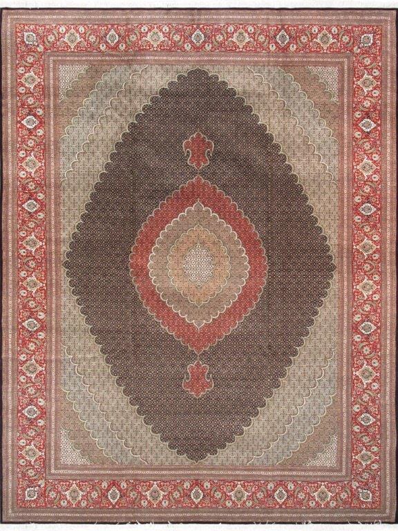 Tabriz Collection Hand-Knotted Silk & Wool Area Rug- 9'11" X 13' 3"