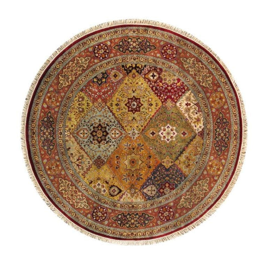 Tabriz Collection Hand-Knotted Lamb's Wool Area Rug- 6'10" X 6'10"