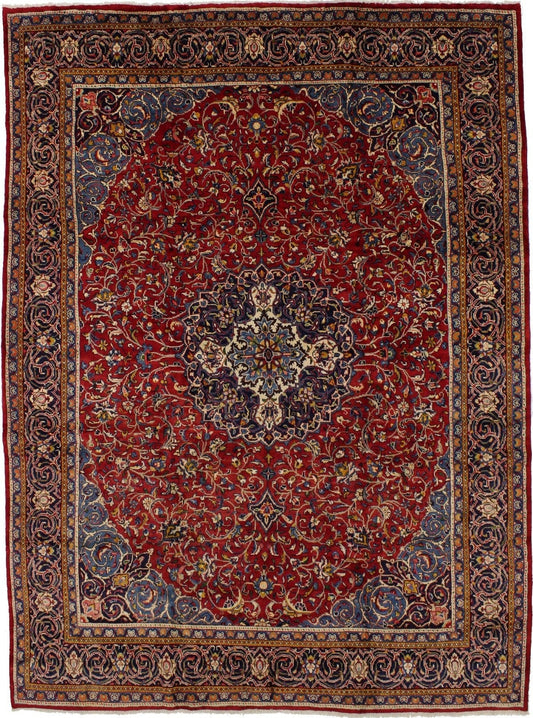 Vintage Red Floral 10X13 Sarough Mahal Persian Rug