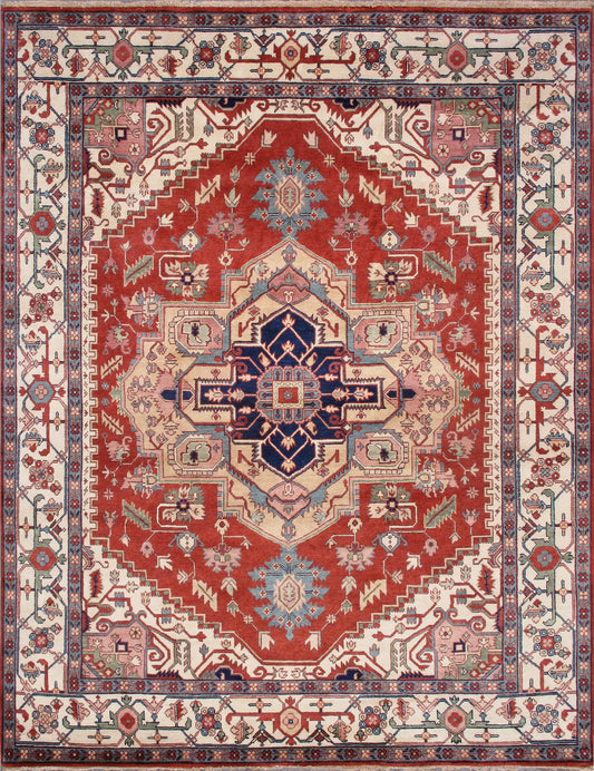 Serapi Collection Hand-Knotted Rust Wool Area Rug- 8' 9'' X 12' 0''