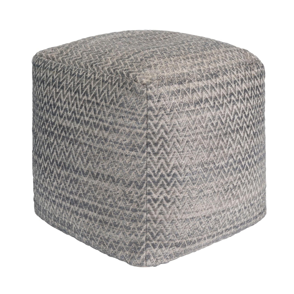 Pasargad Home Galaxy Zig-Zag Pouf Ottoman, Grey