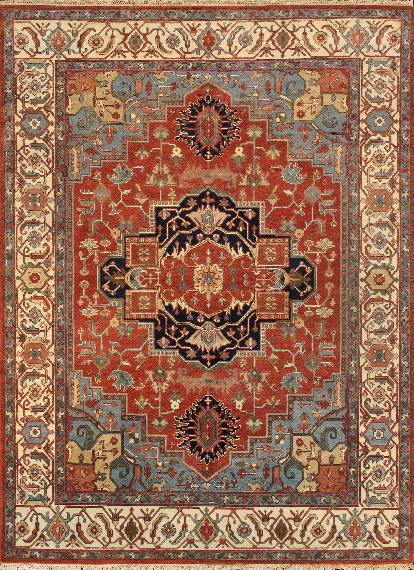 Serapi Collection Hand-Knotted Rust Wool Area Rug- 8' 1'' X 9'11''