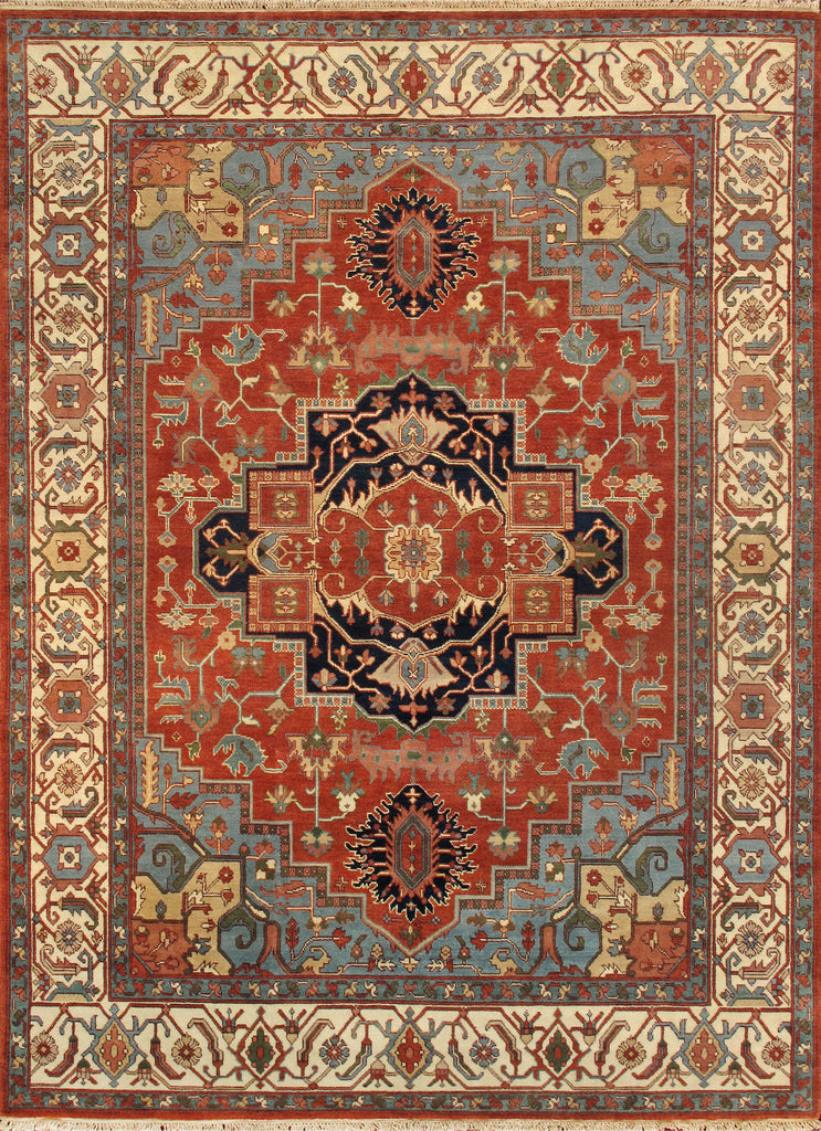 Serapi Collection Hand-Knotted Rust Wool Area Rug- 8' 9'' X 11' 8''