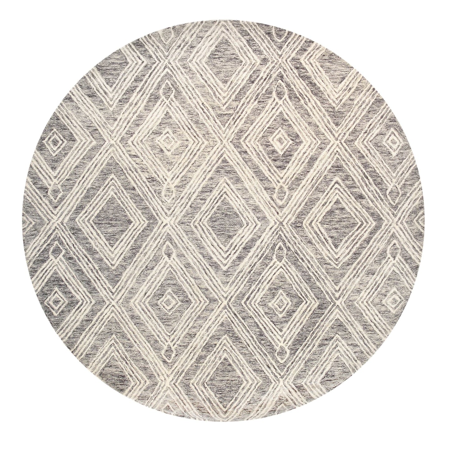 Pasargad Home Modern Collection Hand-Tufted Bamboo Silk & Wool Area Rug,  6' 0" X 6' 0", Silver